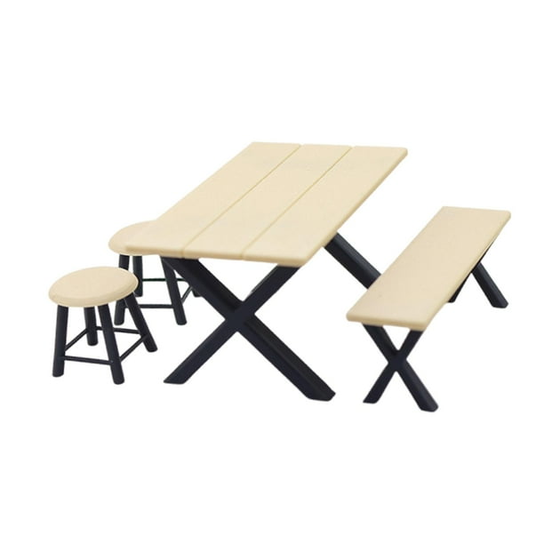 Mini mesa y silla en miniatura para acampar, juego de simulación, muebles de exterior, modelo de juguete para micropaisaje, jardín de hadas.