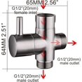 thumbnail image 5 of Solid Brass 3-Way Valve G1/2" Hand Shower Shower Components Universal Fitting, Brushed Nickel, 5 of 5
