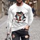 thumbnail image 1 of Blusas y camisas de manga larga y cuello redondo para hombre, informales, con estampado navideño, deportivas, de poliéster., 1 of 5
