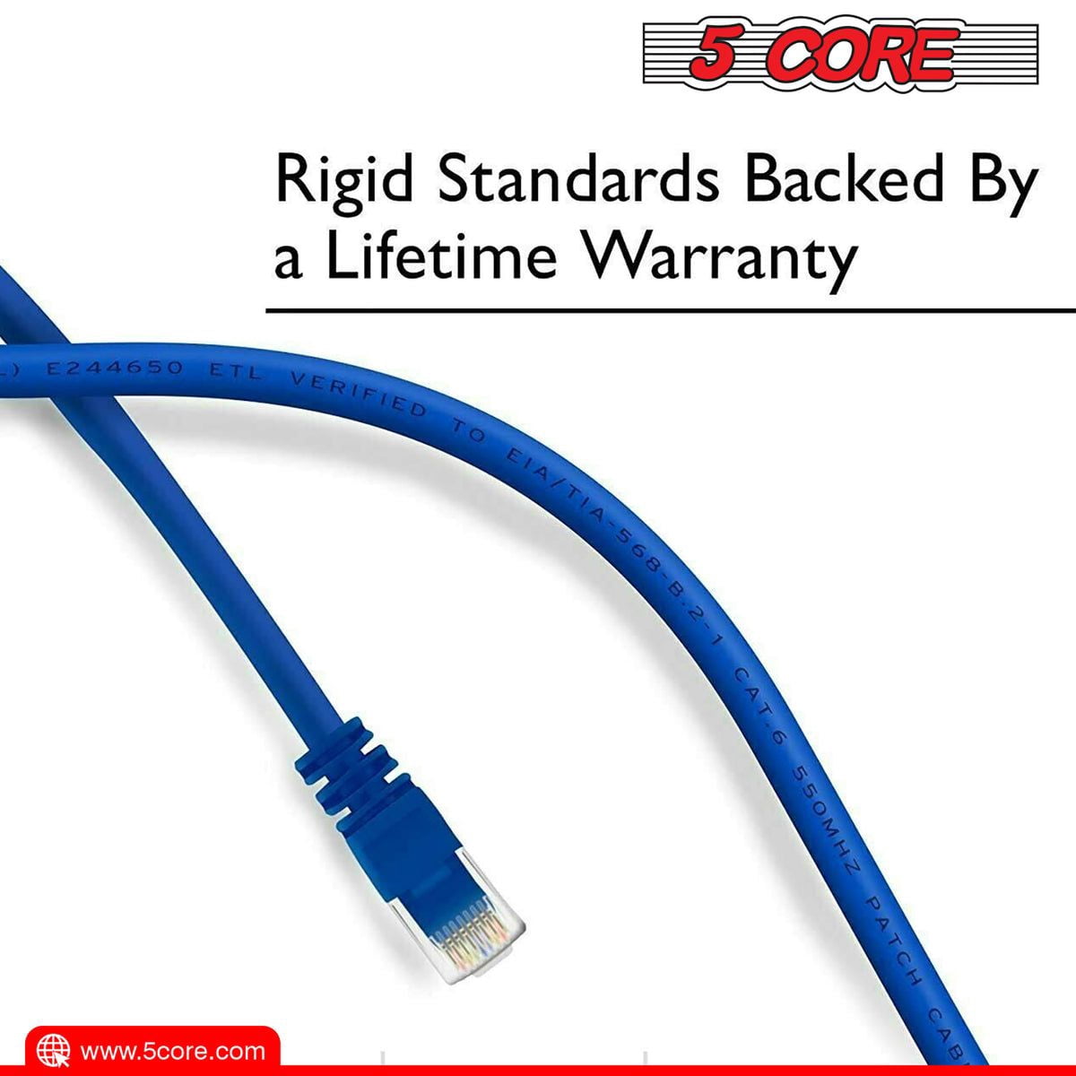 Ethernet Cable 3 ft Long Cat 6 Computer Internet Patch Cord High Speed WiFi RJ45 for Gaming Indoor Outdoor Use - ET 3FT Blue