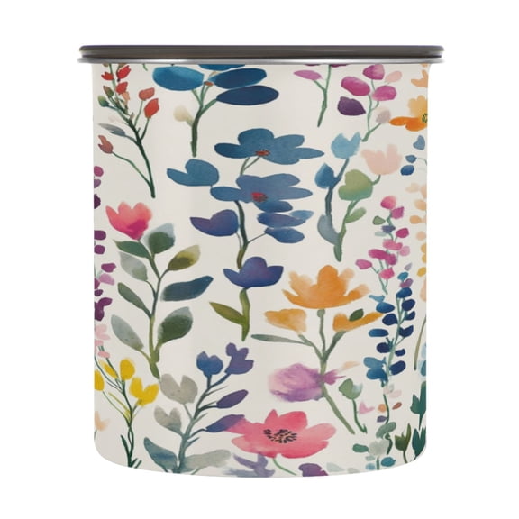 Wobogo Colorful Abstract Flower Food Storage Jars 304 Food Grade Stainless Steel Canisters With Vacuum Airtight Lids for Coffee Snacks Nuts Cereal 900ML
