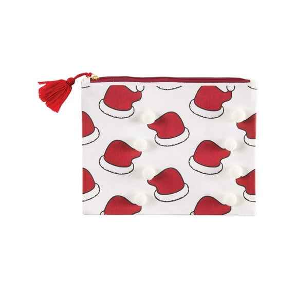 9" x 12" Santa Claus Hat Christmas Zipper Makeup Bag Organizer Pouch
