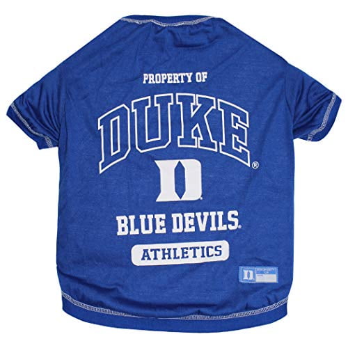 Pets First Collegiate Duke Blue Devils Dog T-Shirt, Large. - Licensed Shirt for Pets Team Colored with Team Logos.- Premium Stretchable Materials for The Comfrot of Your Dog & Cat.