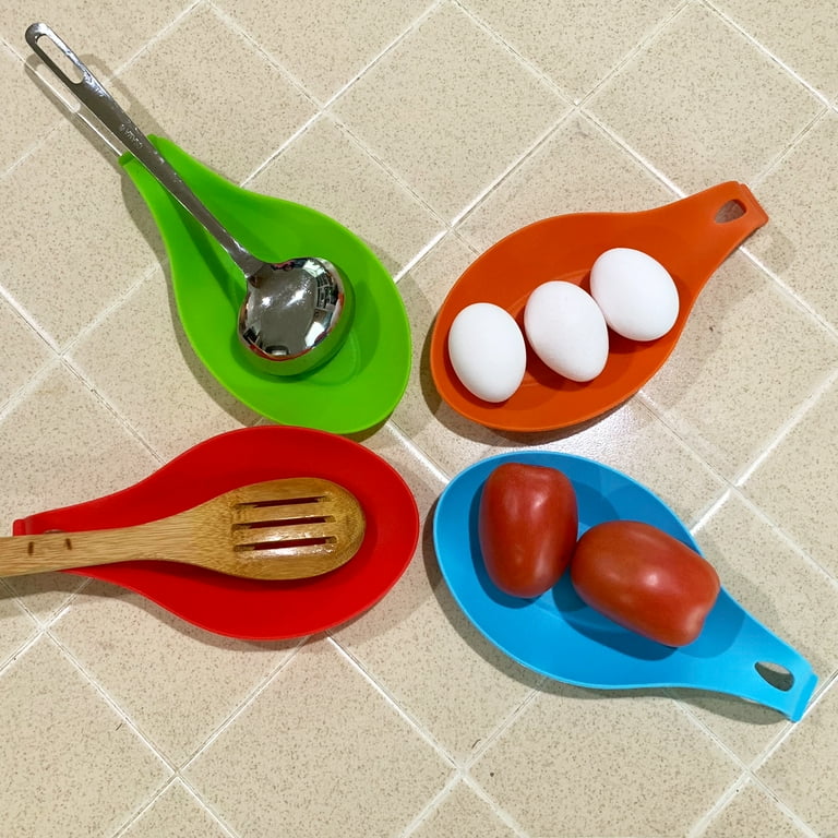 Wrapables Large Silicone Heat Resistant Spoon Rest Utensil Spatula Ladle Holder (Set of 4)