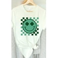 thumbnail image 4 of Checkered Clover Smiley St Patricks Graphic Tee T-Shirt, 4 of 8