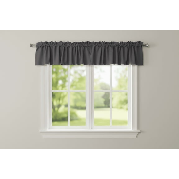 Solid Poplin Window Valance 58" Wide Charcoal