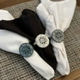 thumbnail image 5 of Zeckos Cast Iron Compass Rose Napkin Rings Dining Decor Set of 6, 5 of 7