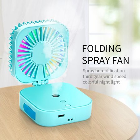 

Fairnull Foldable USB Charging Colorful LED Mini Water Cooling Mist Diffuser Fan Cooler