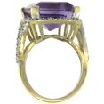 thumbnail image 2 of 10K Yellow Gold Natural Diamond Amethyst Ring Emerald-cut 18x13mm, size 5, 2 of 3