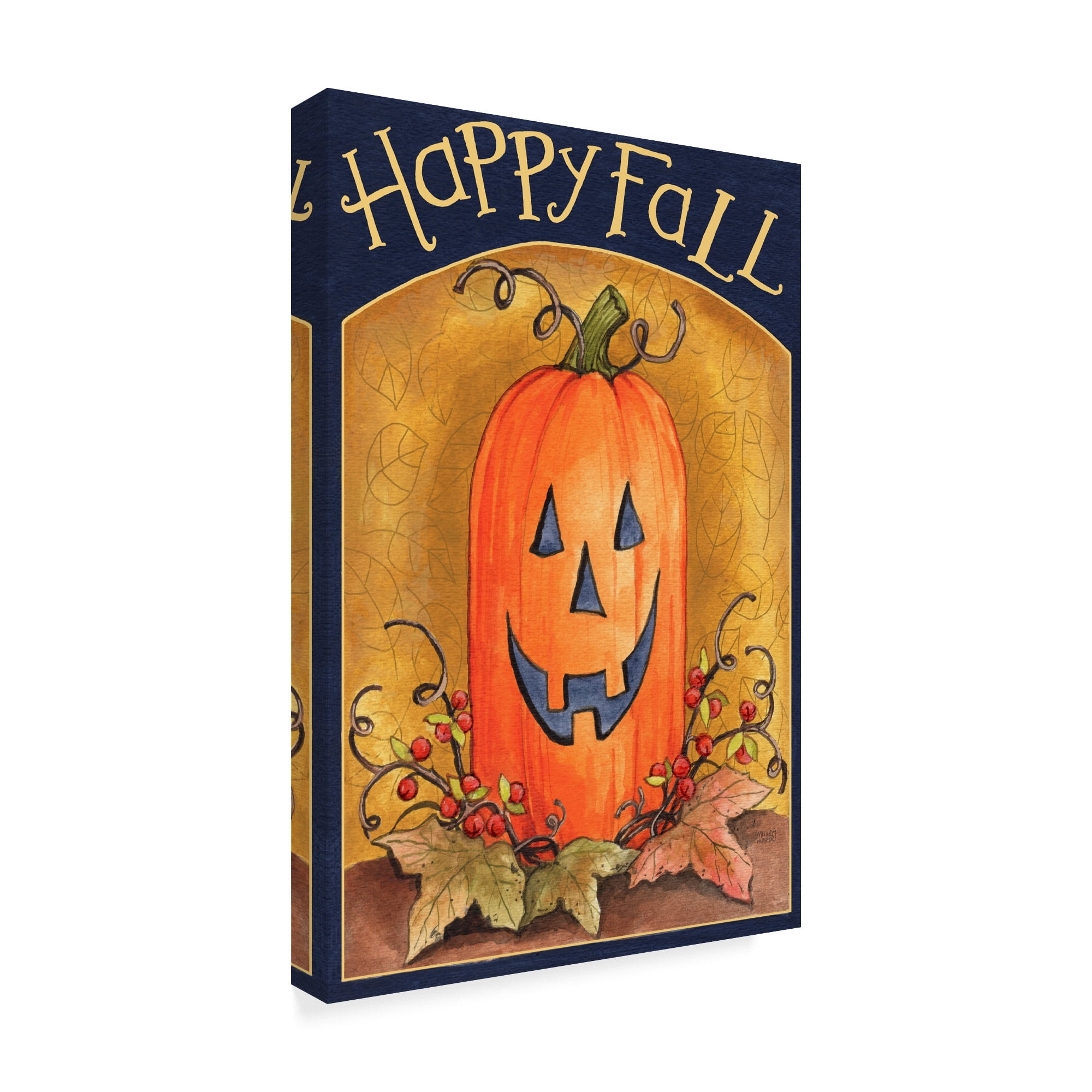 Trademark Fine Art 'Pumpkin Face Happy Fall' Canvas Art by Melinda Hipsher