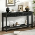 thumbnail image 1 of Noble House 60" Fir Veneer Entryway Table, Honeycomb Front Console with 3 Drawers & Solid Fir Legs,Black, 1 of 9