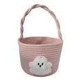 thumbnail image 3 of Gytml Trick Or Treat Basket Halloween Cotton Rope Ghost Candy Bucket Reusable Portable Treat Bag For Halloween Party Favors Holiday Decor(Pink-9.06"), 3 of 6