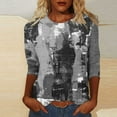 thumbnail image 3 of Raeneomay 3/4 Length Sleeve Womens Tops Women's Fashion Printed T-Shirt Blouse Round Neck Casual Tops, 3 of 6