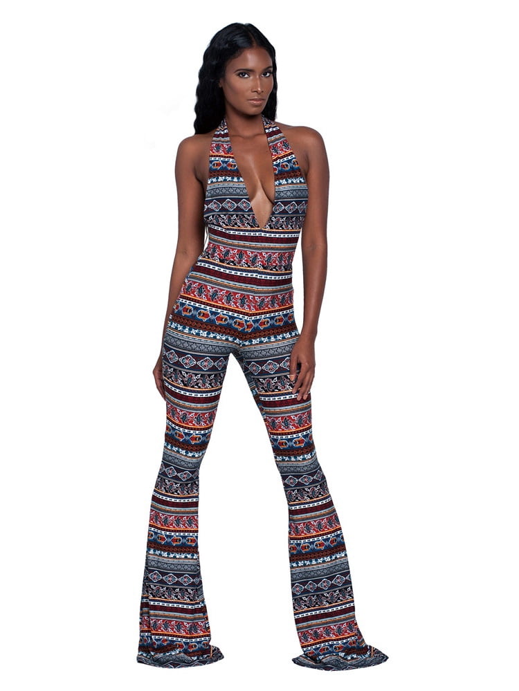cotton slim printed wide leg jumpsuit