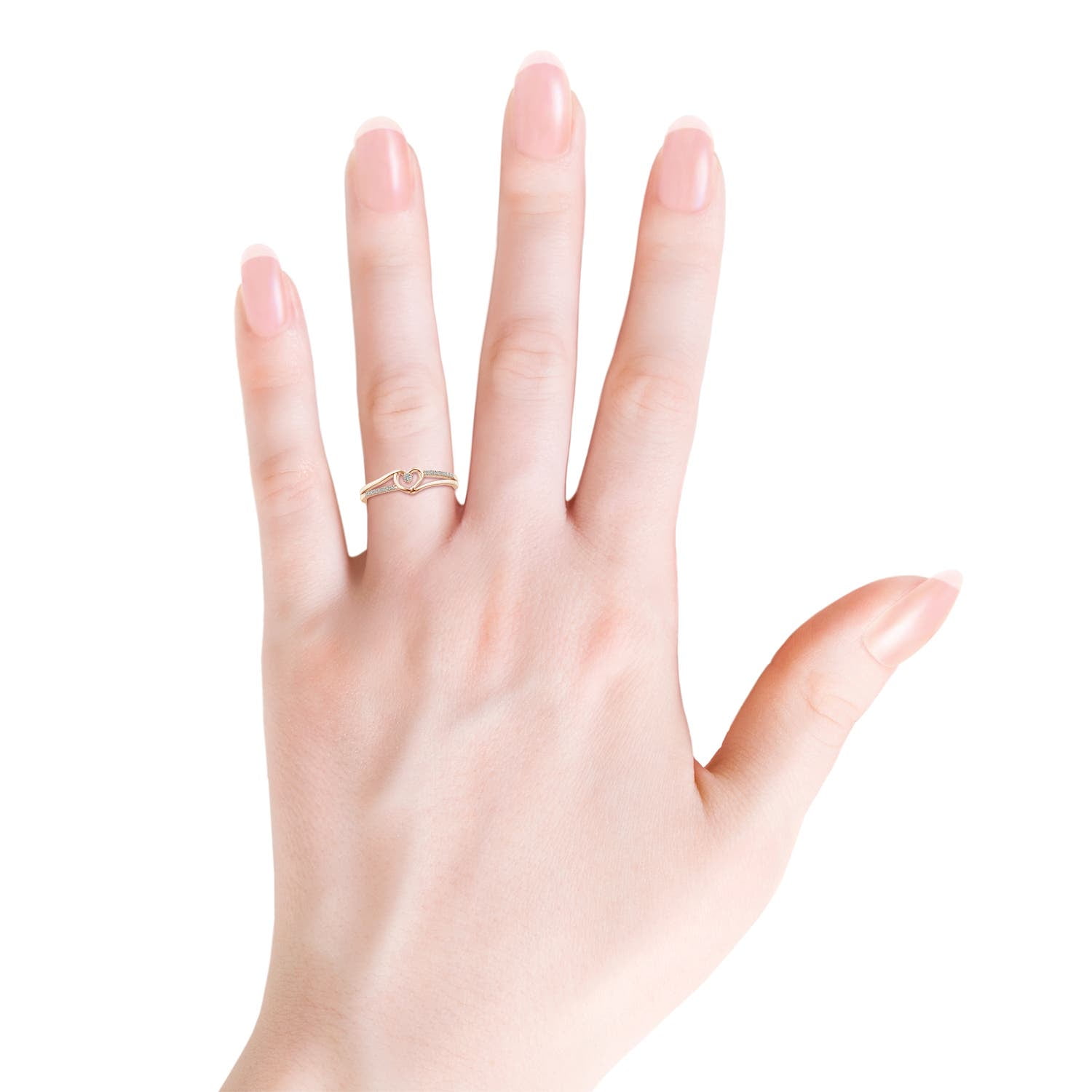 ANGARA Natural Diamond Heart Promise Ring in 14K Rose Gold for Women (Size-1.5mm | Color-K | Clarity-I3) | April Birthstone, Birthday, Anniversary, Jewelry Gift for Women | Natural Diamond Ring