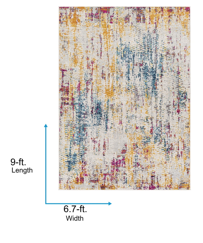 Livabliss Area Rugs for Living Room, 7x9 Floransa Modern Gray Rug, Bedroom Dining Room Home Decor Stain Resistant Carpet (6'7" x 9')