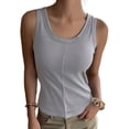 thumbnail image 2 of Xdegoge Tank Top with Built in Bra for Women Padded Seamless No Underwire Stretch Longline Bras Basic Slim Fit Ribbed Wireless Gym Running Brassiere, 2 of 6