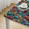 thumbnail image 4 of nygtbtfer Oval Vinyl Flannel Backed Tablecloth, , Indoor/Outdoor Vinyl Table Cloth, Colorful Tropical Fish and Coral Print White, 4 of 7