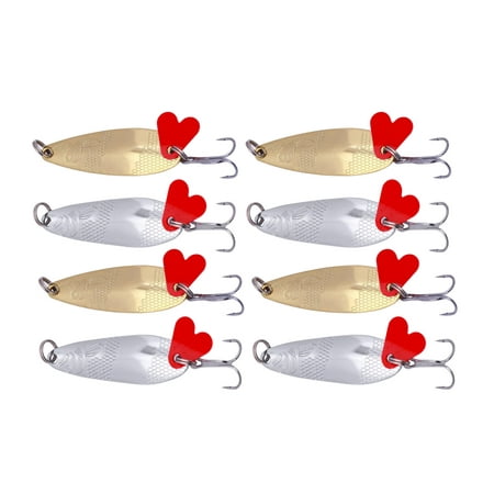 Fishing Lures Fishing Spoons Trout Lures Bass Lures 8PCS Hard Fishing Lures Jigging Bait with Treble Hooks 1/4oz
