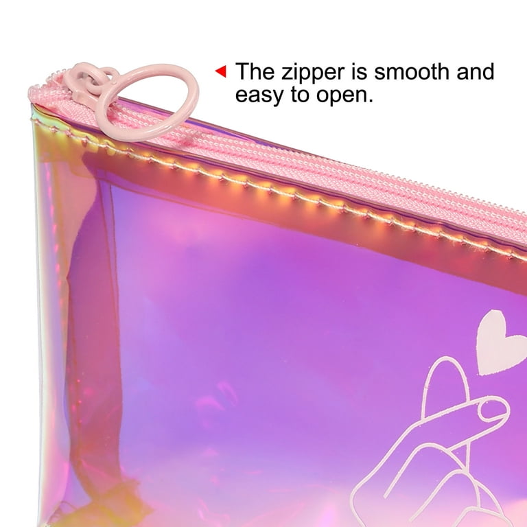 Organizer Case, Uxcell Cosmetic Holographic Stationery Bag Pack Purple Storage, Pencil 2 Pink Pouch Pen