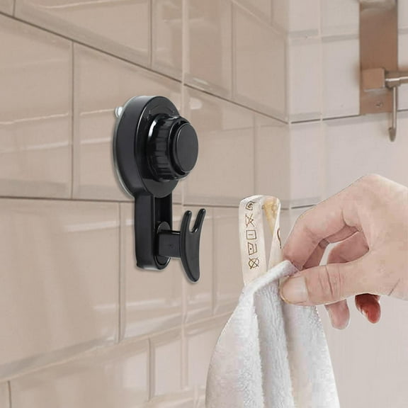 Huayishang Hooks Clearance, Swivel Suction Cup Hook Wall Suction Cup Hook Powerful Vacuum Suction Cup Hook Without Drilling Without Drilling Heavy Duty Shower Hook Home Essentials Black