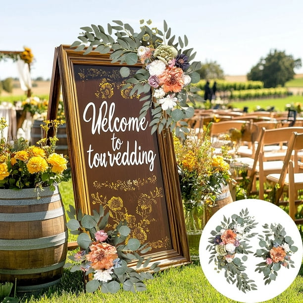 Letrero De Bienvenida Floral, Decoracin De Mesa Para Bodas, Juego De 2 Piezas, Diseo Floral, Para Recepciones De Boda, Realce De Eventos, Manualidades En Papel, Centros De Mesa, Artculos, UKHBMC