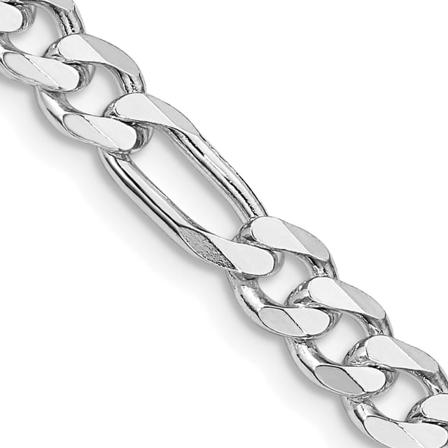 Diamond2Deal Collier Chaîne Figaro en Argent Sterling 925 Rhodié 5,25 mm pour Femmes 26 Pouces