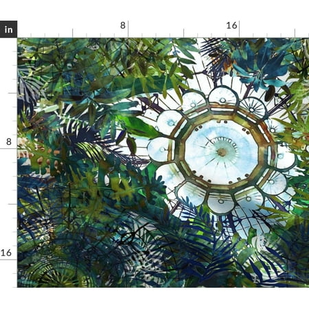 

Spoonflower Fabric - Tropical Victorian Greenhouse Ceiling Plants Lush Printed on Upholstery Velvet Fabric Fat Quarter - Upholstery Home Decor Bottomweight Apparel