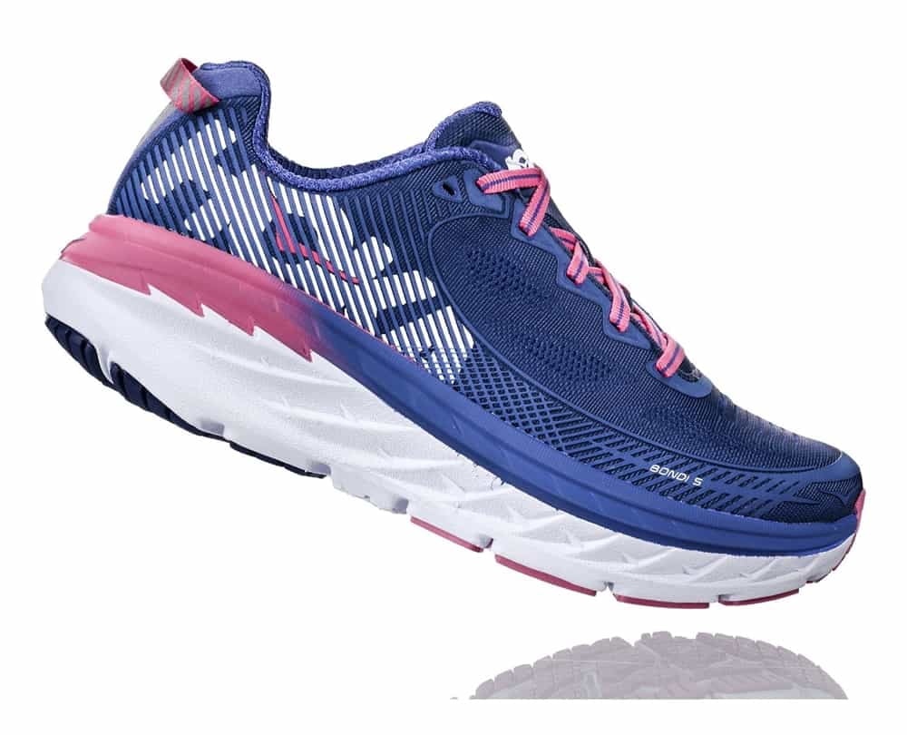 Hoka One One Women's Bondi 5 Running Shoe, Blueprint/Surf the Web, 11 D ...