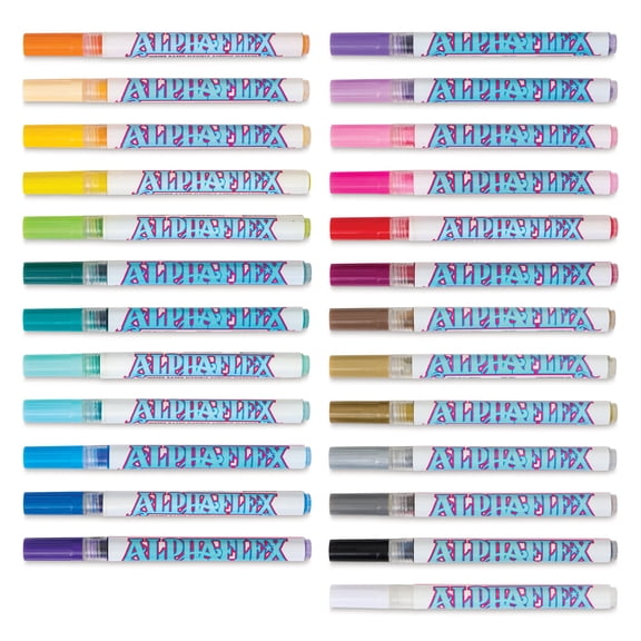 Alpha6 AlphaFlex Textile and Leather Paint Markers - Assorted Colors, 1 mm, Set of 25