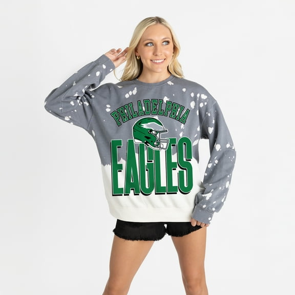 Women's Gameday Couture Gray Philadelphia Eagles Arch Rivals Faded Wash Sweatshirt