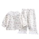 thumbnail image 2 of Conjunto de ropa de casa para niños con cuello vuelto y manga larga, pijama pequeño y fresco con solapa y ribete de encaje para niñas, conjunto de dos piezas, ropa transpirable para bebé con aire acon, 2 of 5