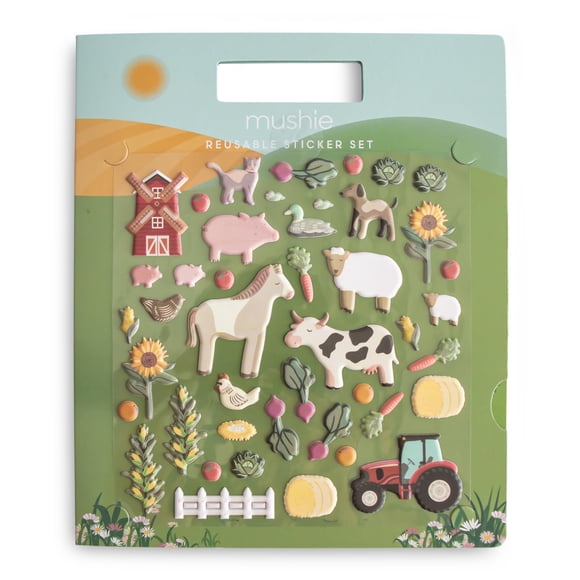 mushie Ensemble de Livres d'Autocollants Réutilisables (Ferme) / 100+ Autocollants Amovibles / Activité Artistique et Artisanale pour Enfants / 3 Ans et Plus