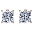 thumbnail image 1 of JeenMata Aros Tipo Botón con Solitario de 4 Puntas de Moissanita de Corte Princesa de 2 Quilates en Baño de Oro Rosa de 18 K sobre Plata, 1 of 5