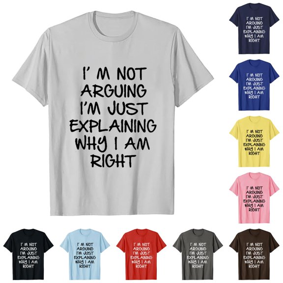 NinXxx Men's I'm Not Arguing Explaining Why I'm Right T Shirt Light Gray XL