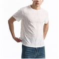 thumbnail image 5 of AHTJRT Men's Ripped Holes Summer Distressed Short Sleeve Casual Hipster Hip Hop Crewneck Fashion Y2K Streetwear T-Shirts White S, 5 of 9