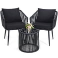 thumbnail image 2 of Kromax 3 Pieces Patio Rattan Bistro Conversation Set, Outdoor All-Weather Wicker Furniture Chairs and Side Table Set Ideal for Balcony, Porch and Backyard, Black, 2 of 4