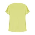 thumbnail image 6 of Summer Plus Size Shirts for Womens Fashion Solid Color Cotton And Linen Pleated Round Neck, 6 of 6