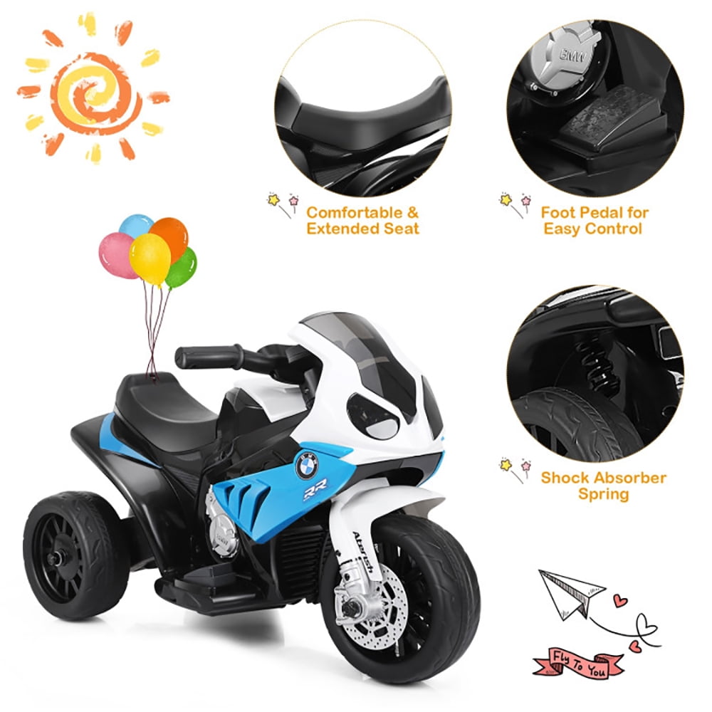 CIPACHO 6V Kids 3 Wheels Riding Electric Motorcycle, Battery Powered Electric Motorcycle Toy, Blue