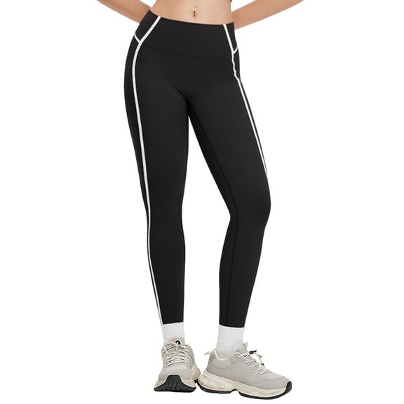 Riforla Womens Leggings High Waist Contrast Color Seamless 3D Yoga Pants Set Running Fitness Pants for Women Black L