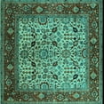 thumbnail image 1 of Ahgly Company Machine Washable Indoor Square Oriental Turquoise Blue Industrial Area Rugs, 8' Square, 1 of 4