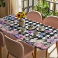 thumbnail image 3 of Spring Floral Table Cloths for 6 Foot Rectangle Tables, Black White Checkered Farmhouse Butterfly Patio Waterproof Elastic Fitted Tablecloths, Washable Rectangular Table Cover for Camping, 3 of 8
