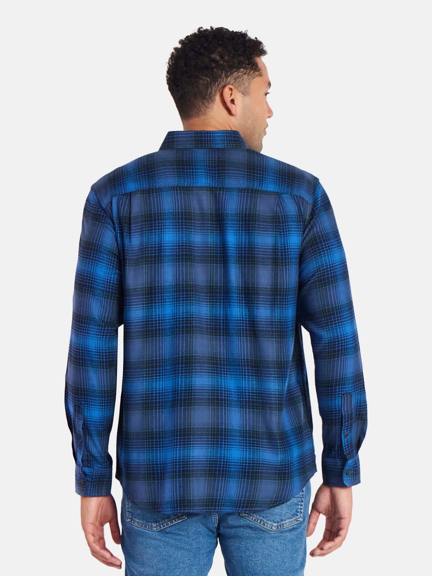George Men's & Big Men's Relaxed Fit Double Pocket Flannel Shirt, Sizes XS-3XLT