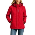 thumbnail image 3 of Feancey Womens Waterproof Windbreaker Jacket with Removable Hood Outdoor Windproof Hooded Rain Jackets Zipper Pockets Lightweight Hiking Travel Raincoats Red XS, 3 of 9