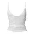 thumbnail image 1 of Camiseta sexy de tirantes finos con escote en V profundo y fruncido para mujer - Top ajustado - Poliéster - Para salir/playa/fiesta, 1 of 2