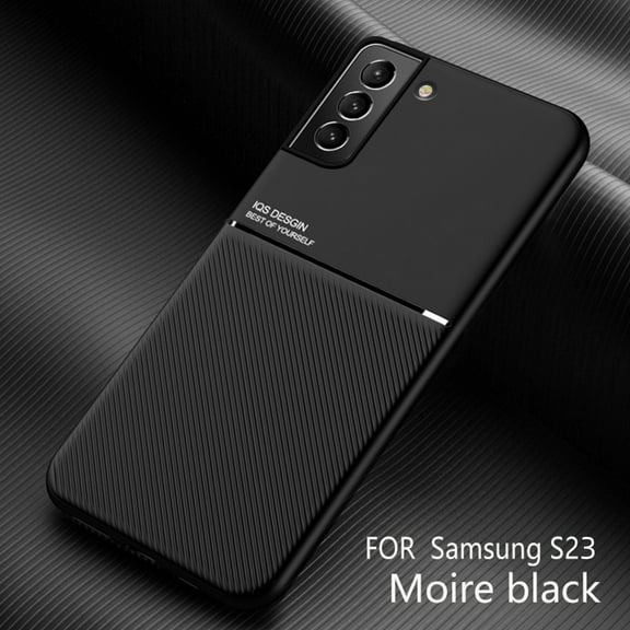 ELEHOLD for Samsung Galaxy S23 5G Slim Case, TPU Bumper + PC Fashion Diagonal Line Skin Touch Luxury Elegant Lightweight Magnetic Shockproof Non-Slip Soft Grip Flexible Ultra-Thin Case,Black