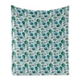 thumbnail image 1 of Watercolor Soft Flannel Fleece Throw Blanket, Seaweed Splashes Underwater Fauna Starfish Jellyfish, Cozy Plush for Indoor and Outdoor Use, 70" x 90", Seafoam Deep Sky Blue, by Ambesonne, 1 of 5