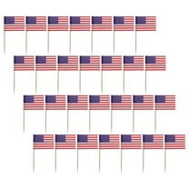 200 Pcs Flags Ice Cream Decorations Fall Party Decorations Red White and Blue Toothpicks Fourth of July Decorations American Flag Cake Dessert Wood Paper