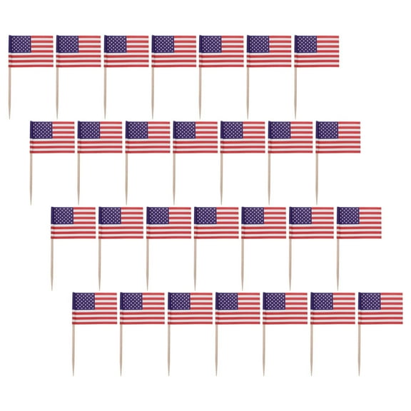 200 Pcs Flags Ice Cream Decorations Fall Party Decorations Red White and Blue Toothpicks Fourth of July Decorations American Flag Cake Dessert Wood Paper