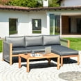 thumbnail image 3 of Costway  3PCS Patio Sofa Furniture Set Thick Cushion Acacia Wood, 3 of 10